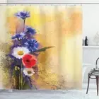 Floral Shower Curtain Poppy Chamomile Spring Print for Bathroom