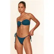 Teal Textured Tie Side Bikini Bottom, Teal