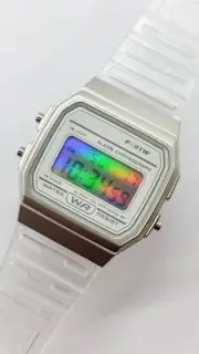 Chameleon – Modified Watch Based on Casio F-91W – White Custom Digital Watch edc