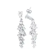 44mm Sterling Silver Waterfall Drop Stud Earrings with Cubic Zirconia