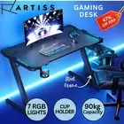 Artiss Gaming Desk Computer Table Home Office Study Desks 7 RGB LED Lights 120CM