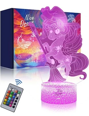 Nice Dream Unicorn Night Light for Kids, 3D Illusion Lamp, 16 Colors Changes...