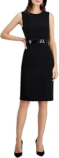 [Kasper] Women's Sheath Dress W/Waistband Trim