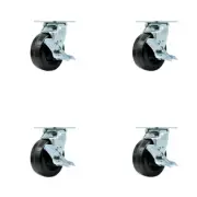 5 Inch Phenolic Caster Set with Ball Bearings and Brake/Swivel Lock SCC
