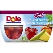 DOLE FRUIT BOWLS MIXED FRUITS IN BLACK CHERRY GEL 4.3oz CUP - 32CUPS TO PACKET