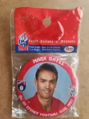 MARK BAYES NO 30 SYDNEY SWANS- AFL Footy badges - 1997 sealed in original packet