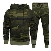 Men's Tracksuit Sweatpants Athleisure Fall Long Sleeve Windproof Gym Workout Sports Sportswear Activewear Camouflage Army Green Khaki