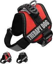 Albcorp Reflective Therapy Dog Vest Harness, Woven Nylon, Adjustable Service Animal Jacket, with 2 Hook and Loop Therapy Dog Removable Patches. Red, Small