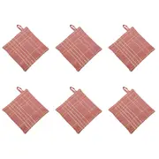 6x Belle Textured Check Kitchen Cotton Pot/Pan Holder/Trivet Mat 20cm Square Fig