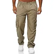 Men's Cargo Pants Cargo Trousers Work Pants Elastic Waist Multi Pocket Straight Leg Plain Work Simple Casual Navy ArmyGreen
