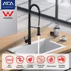 ACA Pull Out Kitchen Sink Black Mixer Tap Laundry 360° Swivel Basin Faucet Brass