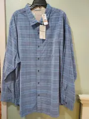Big Man Tommy Bahama Casual Flannel Blue Mulit-color Shirt button down-3XL-New
