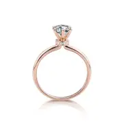14K RG Solitaire with Accents Engagement Ring with 1CT Moissanite Round Stone