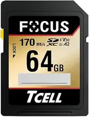 [TCELL] Focus 64GB A2 SDXC Memory Card, Advanced DDR200, UHS-I U3 V30 Read/Write up to 170/50 MB/s, Digital Camera, Canon, Nikon, Sony, Pentax, Kodak, Olympus, Panasonic