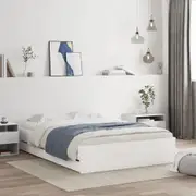 Bed Frame with Drawers White 135x190 cm Engineered Wood
