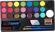 Face Body Paint Palette Professional with Brush Cosplay Art Supplies Face Paint Pigment for Festival Halloween Campfire Party