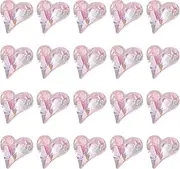 uxcell 20 Pcs 3D Heart AB Pink Nail Rhinestones 12x13mm K9 Glass Crystal Rhinestones Pointed Back Crooked Heart Gems for Nail Charm Art DIY Decoration Craft