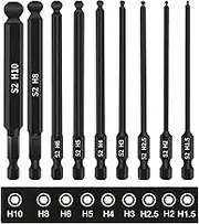YUENTOEN Ball End Hex Head Allen Wrench Drill Bit Set, 9PCS Allen Key Bit Set, Hex Key Drill Bit Set with 1/4 Inch Hex Shank, 100mm Length