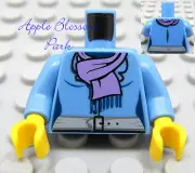 NEW Lego Female/Girl Medium Blue MINIFIG TORSO w/Med Purple Scarf & Gray Belt