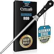 CUTLUXE Honing Steel - 10" Sharpening Rod – Full Tang Ergonomic Handle Design – Artisan Series