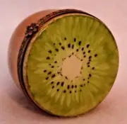 Limoges Trinket Box Peint Main France - Kiwi Fruit