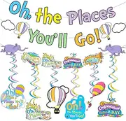 Oh The Places You'll Go Decorations Dr Seuss Party Decorations Oh The Places You'll Go Banner Hot air Balloon Decorations Kindergarten Preschool Graduation Decorations