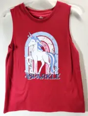 Celebrate Girls Red Unicorn Tank Top Sleeveless Shirt Size XL 14-16 NEW