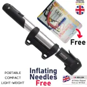 Mini Bike Pump Silver Portable Bicycle Tyre Inflator Hand Schrader Presta Valve