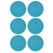 Pyrex 7201-PC Teal Blue Round Plastic Food Storage Replacement Lids (6-Pack)