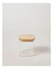 [The Cooks Collective] Square Glass Jar with Bamboo Lid 800ml in Clear