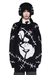 [Dolls Kill x Chucky] Face Off Knit Sweater
