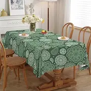 Green Paisley Tablecloth Rectangular Wipe Clean Table Cloth Polyester Waterproof Circular Table Cover Wipeable for Home Dinning Kitchen Garden Picnic Patio Party Outdoor, 140x180cm