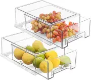 2 Pack Refrigerator Organizer Bins-Stackable Storage Drawer for Refrigerator Org
