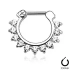 Single Line Pronged CZ Gems Surgical Steel Bar Nose Septum Ring Clicker 16g 14g