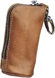 [Yzikema] 1 Pcs Leather Mini Medieval Pouch Keychain,Coin Organizer, Genuine Leather Car Handmade Key Zipper Storage Bag for Men & Women, Brown, Medieval Retro Classic Style, Brown, Medieval Retro