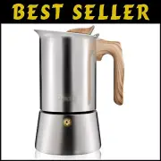 Easy Clean 9-Cup Induction-Compatible Moka Pot Espresso Maker - Stainless Steel