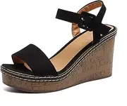 [Gikleihwy] Women's Platform Sandals Wedge Heel Peep Toe High Heeled Pumps Adjustable Elastic Ankle Strap Cork Non-Slip Summer Orthotic Heels Rome Shoes