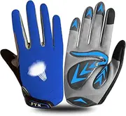 [FINGER TEN] Cycling Gloves Kids Boys Girls Youth Full Finger Pair Bike Riding, Children Toddler Touch Screen Mountain Road Bicycle Warm Cold Weather Gel Padded, Color Blue Orange Age 2-11