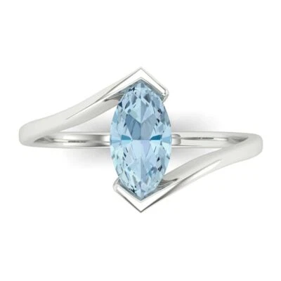 1Ct Marquise Cut - Gemstone Solitaire Promise Ring White Gold, Anniversary Gift