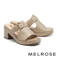 在飛比找momo購物網優惠-【MELROSE】氣質時髦繫帶羊皮方頭高跟拖鞋(可可)