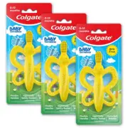 3PK Colgate Baby Toothbrush Silicone Teether 0-12m Dental Care Butterfly Yellow