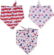 3PCS Pet Bandana Adjustable Star Pattern Triangle Bibs for Dogs Stylish Independence Day Clothes for Festivities and Everyday Wear