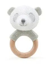 The Peanutshell Panda Wood Ring Teether 13cm 0+ in Grey