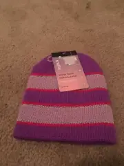 Trufit Kids Girls Child Striped Beanie Hat Toboggan One Size Purple