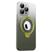 Skin-Touch Hard PC Case for iPhone 15 Pro Max Kickstand Phone Cover Compatible with MagSafe Green