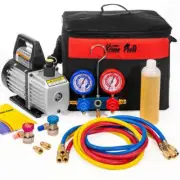 XtremepowerUS Air Vacuum Pump HVAC A/C Refrigerant Kit w/ AC Manifold Gauge Set
