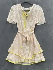 REISS Carlotta Belted Flippy Dress Blush Ivory Tie Waist Women’s US Size 6 NWT