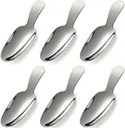 Dessert Spoon 6 Pcs Stainless Steel Salt Spoon Short Handle Coffee Scoop Mini Tea Spoons for Small Jars, Sugar, honey, Spice, Ice Cream, Milk Powder (Silver)