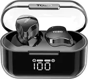 [TOZO] T18 Bluetooth 5.3 True Wireless Stereo Earphones IPX8 Waterproof in Ear Headset Call Noise Reduction Headphones with Digital Display and Transparent Case Long Standby Earbuds Black
