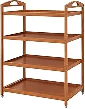 Home Kitchen Storage Trolley Bar Dining Room Tea Storage Cart Serving Cart Utility Trolley Organizer Rack Shelves Adjustable for Kitchen Living Room Bathroom 3 Styles(B)